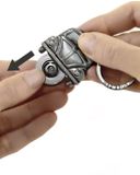 BRISA VW Collection - Volkswagen metalen sleutelhangerring met winkelwagenchip sleutelaccessoire sleutelhouder in Kever-design (zilver)