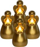 Anna's Collection LED kaars engel - 4 stuks - goud - 14 x 8 cm - met timer