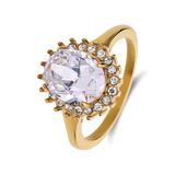 Lucardi Dames Stalen goldplated vintage ring met wit zirkonia