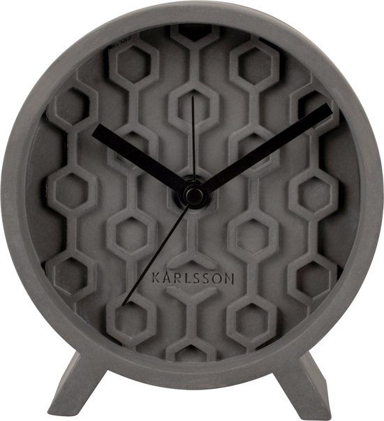 Karlsson Honeycomb Alarm Clock - Concrete - Dark Grey - 13cm