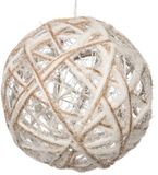 Anna's Collection Verlichte draad bal/kerstbal - jute - 15 cm - met 10 lampjes - warm wit