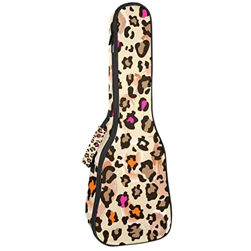 Mersov Tenor Ukulele Gigbag Waterdicht - Oranje Roze Luipaard Print (21/23/24")