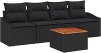 vidaXL Tuinbank Set Zwart Poly Rattan 5-delig