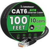 Cat 6 Ethernet-kabel 30,5 m, binnen en buiten, hoge snelheid 10 Gbps platte internetnetnetkabel, Cat6 Ethernet-patchkabel lang, computer-LAN-kabel met gratis clips en riemen voor router, modem, PS4/5