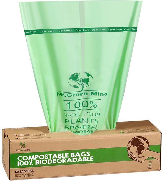 Mr. Green Mind vuilniszakken Bio - 60 liter - groen - 60 stuks