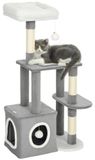 StarTech Kattenkraboom Krabpalen met holte - 107 cm hoog - 3 niveaus - Sisalstokken - bekleed met pluche - houten frame