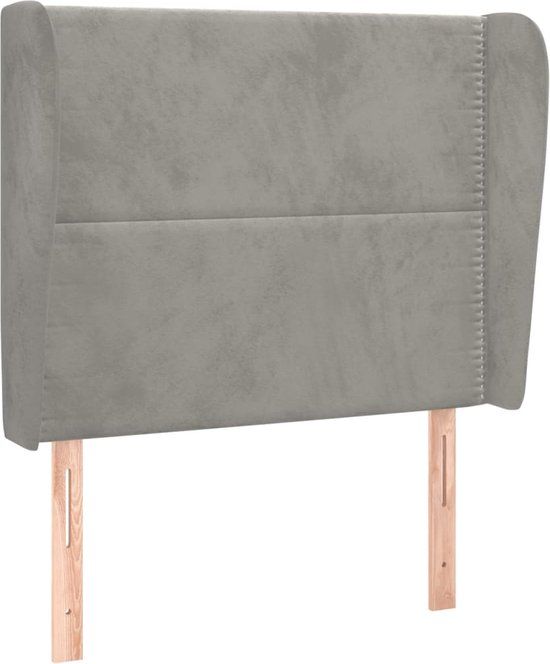 vidaXL Hoofdbord met randen fluweel lichtgrijs 103x23x118/128 cm