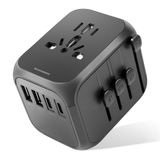 Reisstekkeradapter Carehabi Universele reisadapter 25 W met 2 USB-poorten en 2 USB C, snel opladen, universele reisstekker voor Groot-Brittannië, VS, Europa, Australië, Duitsland, Thailand