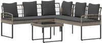 vidaXL Tuinbank Set 2-delig Grijs Poly Rattan Staal