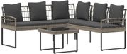 vidaXL Tuinbank Set 2-delig Grijs Poly Rattan Staal