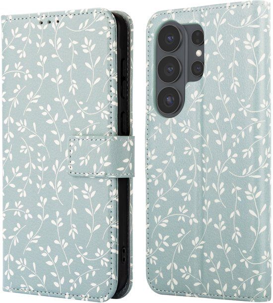 imoshion Design Bookcase - Samsung Galaxy S26 Ultra - Kunstleer - Smoke Green Flowers