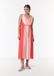 comma - Maxi-jurk van viscose met lange mouw en V-hals in koraalrood - Maat 38
