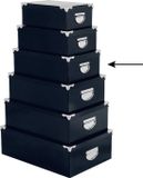 5Five Opbergdoos/box - donkerblauw - L36 x B24.5 x H12.5 cm - Stevig karton - Bluebox