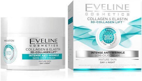 Eveline Cosmetics 3D Collagen Lift Intense Anti-Wrinkle Day & Night Semi-Oily Cream 50ml