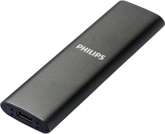 Philips Externe SSD 2TB - Draagbare SSD Schijf - USB-C - Aluminium - Space Grey