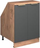 Vicco R-Line Keukenkast voor schuine wand – 60 cm met 2 deuren, kastromp 60 cm diepte Antraciet-goud