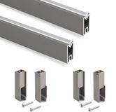 Emuca Lot van 2 x 1,15 m lange Luxe garderoberails met beugels, Aluminium en Plastic, Titanium