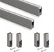 Emuca Lot van 2 x 1,15 m lange Luxe garderoberails met beugels, Aluminium en Plastic, Titanium