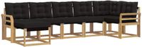 vidaXL Hoek loungeset 7-zits Wit en zwart Acacia hout