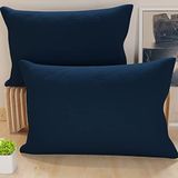 PETTI Artigiani Italiani - Set van 2 kussenslopen voor bed, 145 x 40 cm, effen, nachtblauw, kussensloop van 100% microvezel, hypoallergeen, gemaakt in Italië
