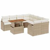 vidaXL Tuinbank Set 9-delig Beige Polyrotan