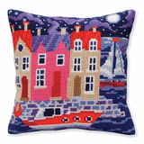 Collection d'Art Kussen borduurpakket Night harbor