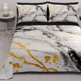 PETTI Artigiani Italiani - Sprei voor Frans bed, 220 x 260 cm, 100 g/m², omkeerbaar, licht dekbed, grijs marmer, 100% Made in Italy
