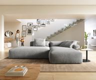 DELIFE Hoekbank Freestyle Pure Structuurstof zacht grijs 310x200 cm