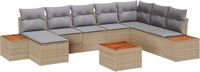 vidaXL Tuinbank Set 9-delig Beige Polyrattan