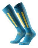 DANISH ENDURANCE Skisokken - van Merino Wol - Blauw/Neongeel - Maat 39-42