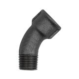 Riegler Boog 40, 45°, Rp 1/2 i., R 1/2 a., gietijzer zwart, bedrijfstemperatuur -20 °C tot 300 °C, ISO 7-1