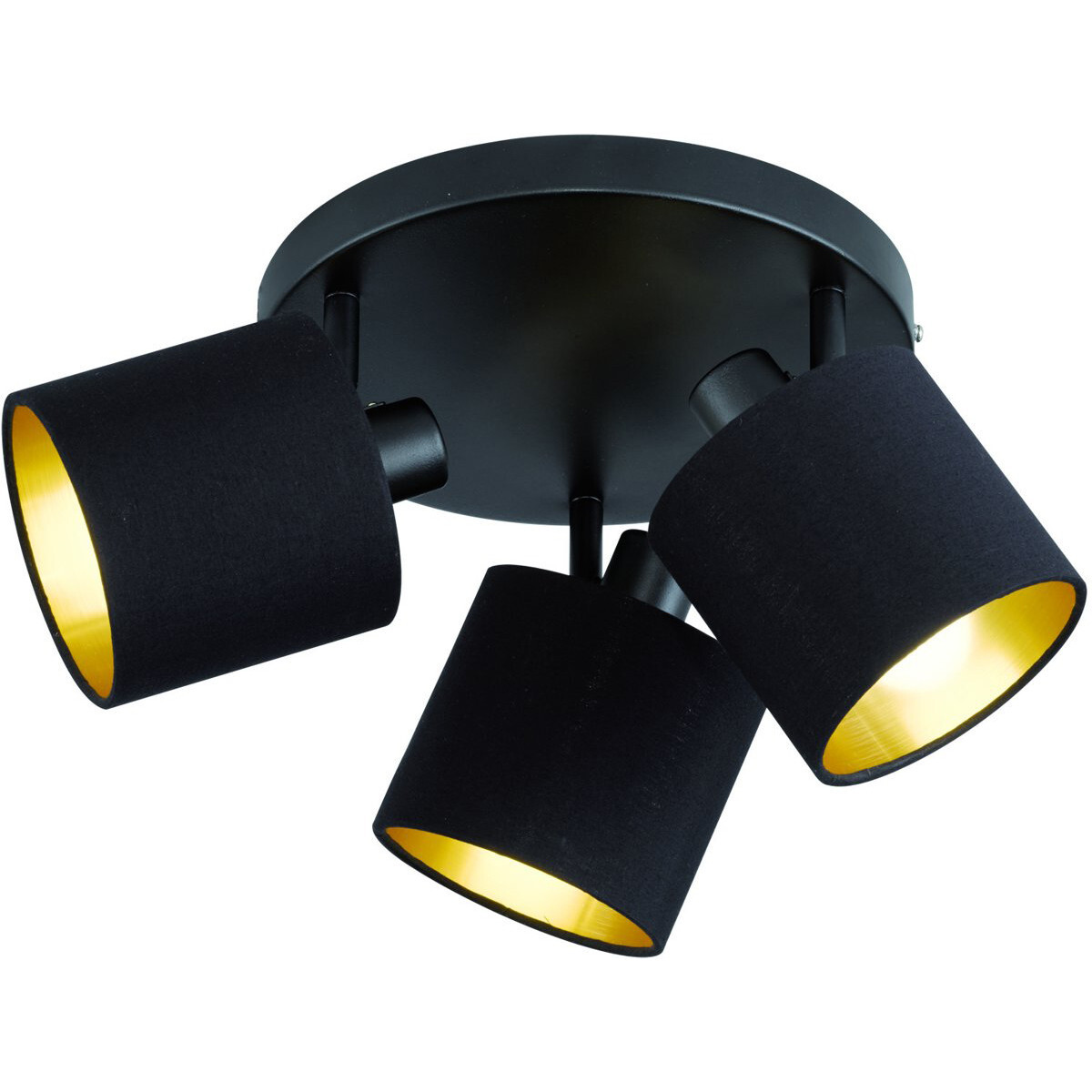 BES LED LED Plafondspot - Trion Torry - E14 Fitting - 3-lichts - Rond - Mat Zwart - Aluminium/Textiel