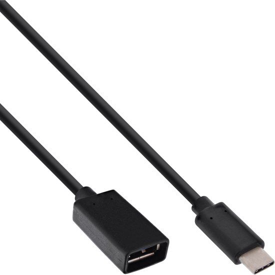 InLine USB 3.2 Gen.1x2 adapterkabel, USB-C stekker naar A female, 0,15m