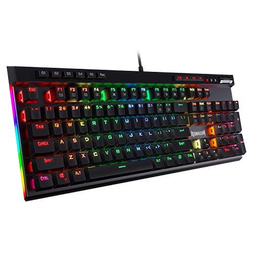 Redragon K580 VATA US layout RGB LED Backlit Mechanisch Gaming Toetsenbord, Blauwe Schakelaars, 104 Toetsen Anti-Ghosting Macro Keys & Speciale Media Controls, Onboard Macro Recording