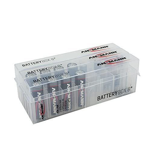 Ansmann Premium accubox voor 4 Mignon AA of Micro AAA batterijen en batterijen – bewaardoos ter bescherming en transport 8-delige accubox. 3 Stuk transparant