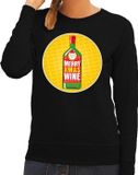 Bellatio Decorations Shoppartners Bv Foute kersttrui / sweater Merry Chrismas Wine zwart voor dames - Kersttrui voor wijn liefhebber M