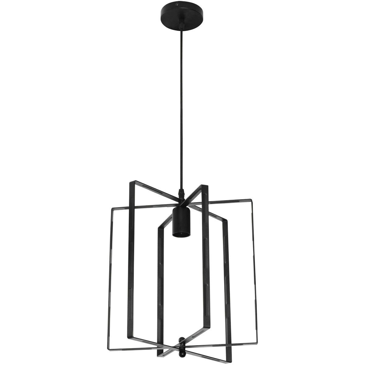 BES LED Noby Hanglamp - Industrieel - E27 - Rond - Mat Zwart - Aluminium - Philips CorePro LEDbulb - 5.5W - Warm Wit
