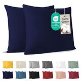 Dreamzie Taie d'oreiller Coton 40x40 cm Bleu Marine (Lot de 2), OEKO-TEX