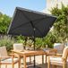 Parasol de jardin rectangulaire inclinable, structure en aluminium et métal, toile en polyester haute densité, 2 x 1,3 m