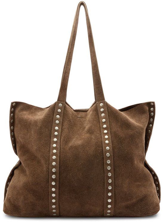 Manfield Bruine suède shopper met studs