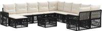 vidaXL Tuinbank Set 12 st Zwart en Crème Wit poly rattan