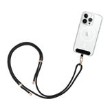 GRIFEMA GH02 Universeel koord voor mobiele telefoon, koord met patches, verstelbare riem, compatibel met de meeste telefoonhoesjes, zwart