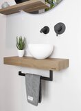 Looox Wood mini base shelf with washbasin and towel holder 60cm Old grey/White