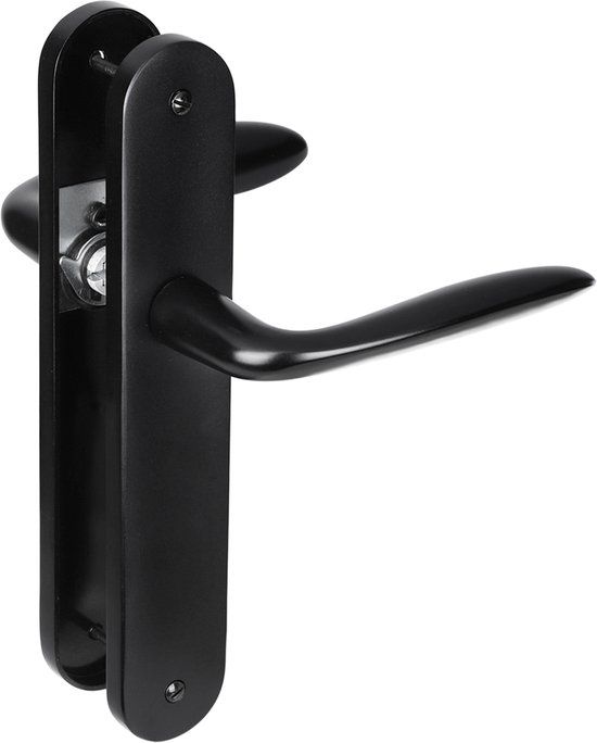 Impresso Lake Deurklink Zwart - Ovaal - Deurschild met Sleuf - Aluminium - Binnendeur - Modern