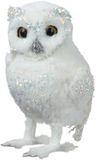 Decoris Uil kunstbont l16b14h23 cm wit kerst