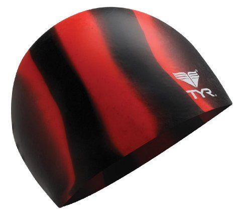 TYR Multi Silicone Cap - Zwart/Rood