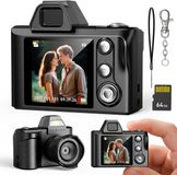 Mini appareil photo numérique - Vidéo HD 1080P - écran 1,3 pouce - petit appareil photo porte-clés avec carte SD 64 Go, adapté aux Adultes, Enfants, voyages, études et enregistrements