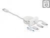 Delock Easy 45 Module USB 2.0 3 in 1 Retractable Cable USB Type-A to USB-C™, Micro USB and Lightning white