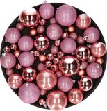 Cosy & Trendy Kerstballen set 6 - 8 - 10 cm - 40 stuks - mat - glans - glitter mix