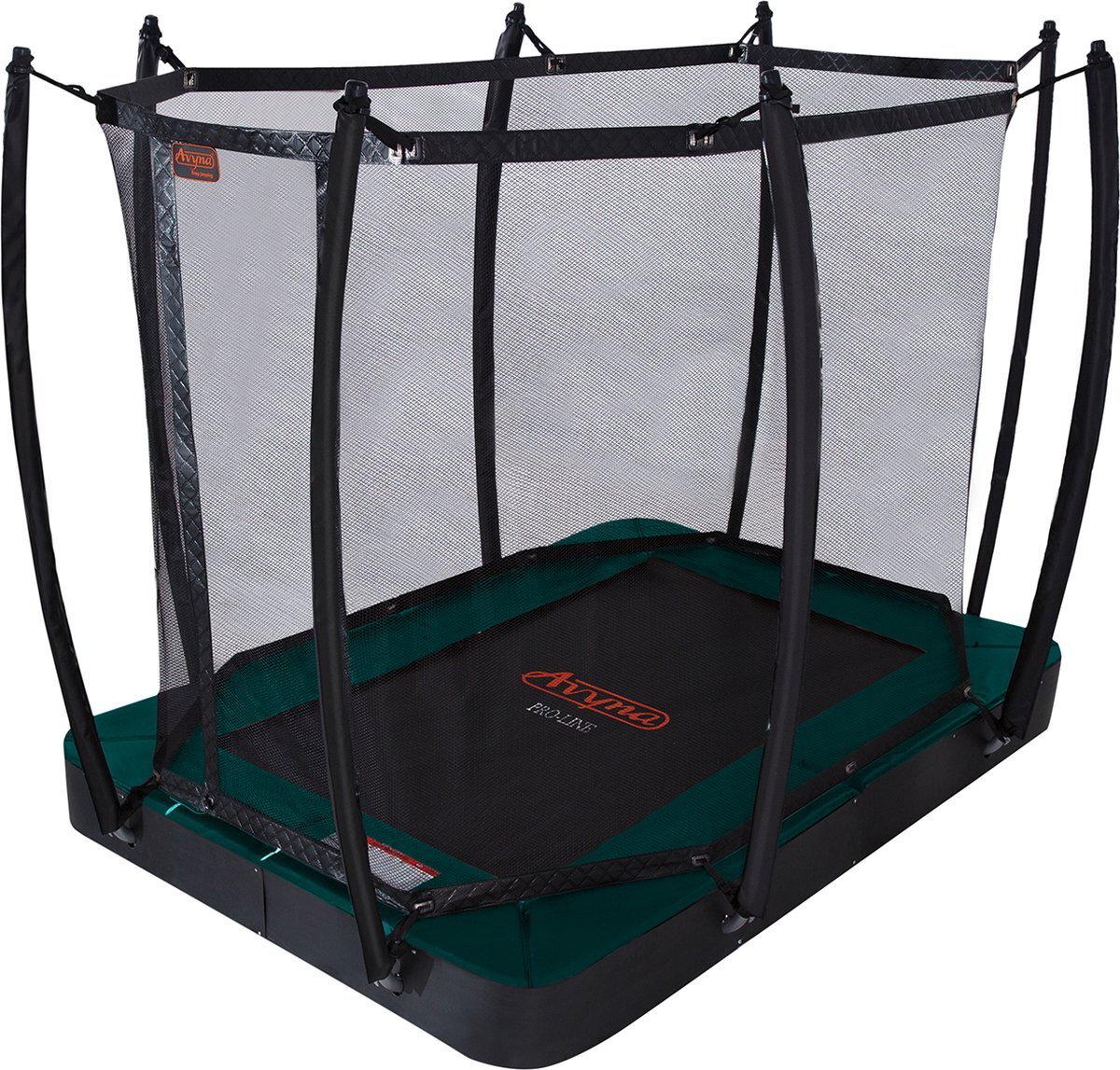 Avyna Pro-Line FlatLevel trampoline 213 - 275x190 cm + Royal Class Veiligheidsnet - Groen